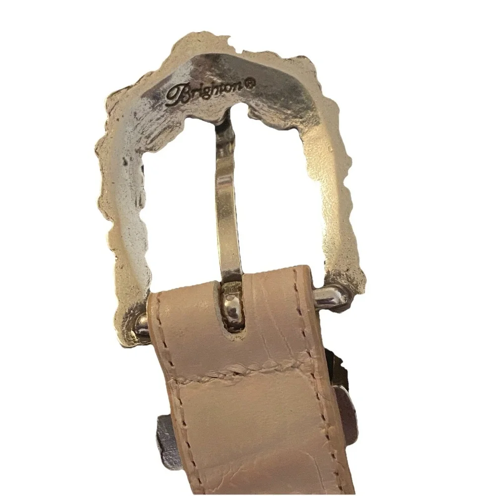 Brighton Pink Leather Vintage Belt With Silver Buckle Size ML/32 Western Girl